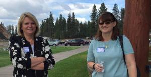 Heidi Rohrlach, Controller, and Rita Matthews, Sr. VP of Administration, take a breather from all the feel good events.